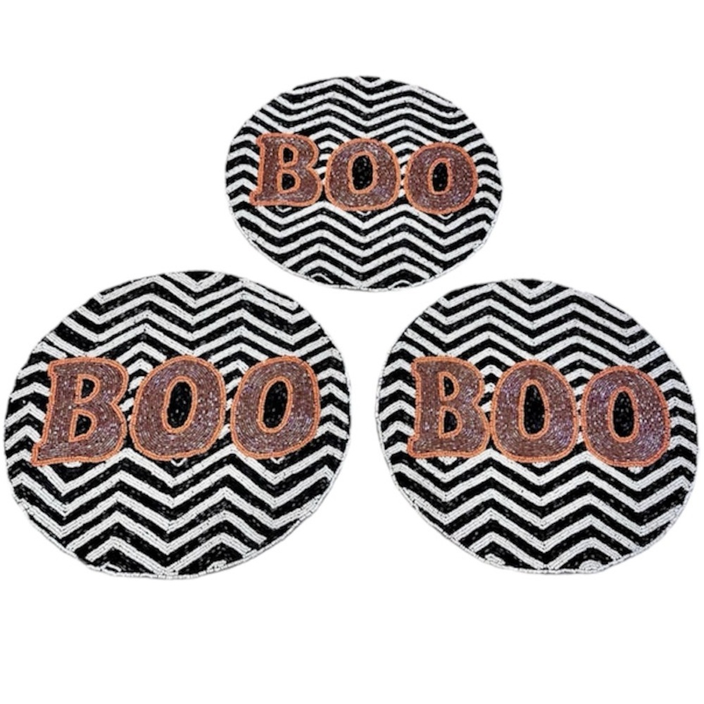🎃 CHRISTIAN SIRIANO “BOO” Beaded Charger 15”Round